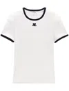 Courrèges Cotton T-shirt With Contrasting Logo Trim Courreges In Black