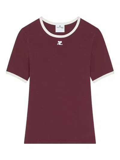 COURRÈGES COURRÈGES COTTON T-SHIRT WITH CONTRASTING TRIM