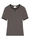 Courrèges Cotton T-shirt With Contrasting Trim In Gray