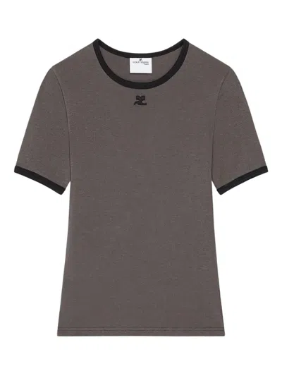 COURRÈGES COURRÈGES COTTON T-SHIRT WITH CONTRASTING TRIM