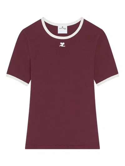 COURRÈGES COURREGÈS COTTON T-SHIRT WITH CONTRASTING TRIM