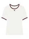 Courrèges Cotton T-shirt With Black Trim And Front Logo In White
