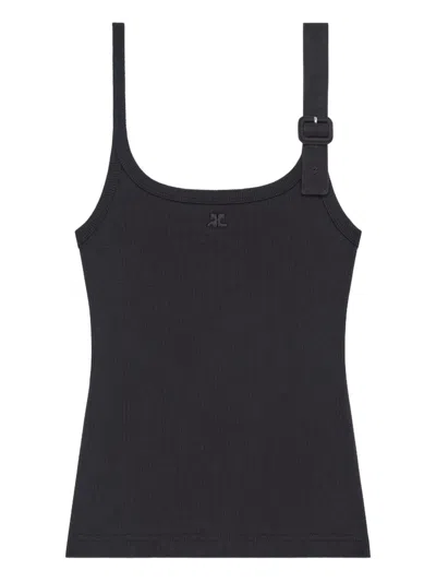 Courrèges Courregès Cotton Tank Top In Black