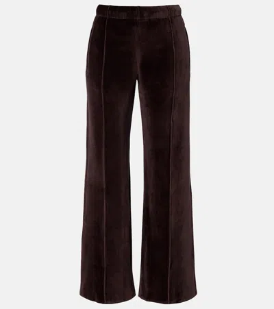 Courrèges Cotton-blend Velvet Sweatpants In Brown