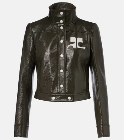 Courrèges Cotton-blend Vinyl Jacket In Brown