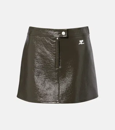 Courrèges Cotton-blend Vinyl Miniskirt In Brown