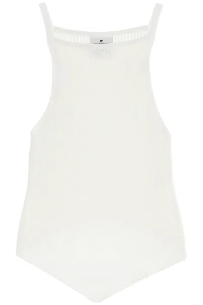 Courrèges Courreges "ribbed Knit Tank Top With Pointed Hem Women In Bianco