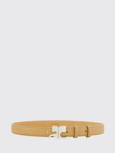 Courrèges Courr&egrave;ges Adjustable Leather Belt  With A Metallic Monogram Buckle In Gold