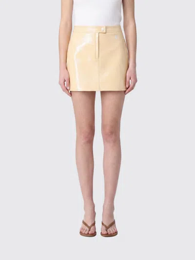 Courrèges Courr&egrave;ges Coated Cotton Mini Skirt  In Yellow