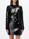 Courrèges Stretch Cotton Cropped Vinyl Jacket Reedition In Black