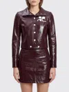 Courrèges Vinyl Blazer With Collared Neck And Long Sleeves In Brown