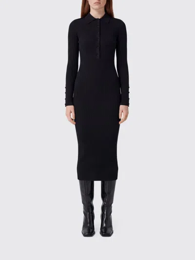Courrèges Courr&egrave;ges Ribbed-knit Slim-fit Midi Polo Dress  In Viscose Blend In Black