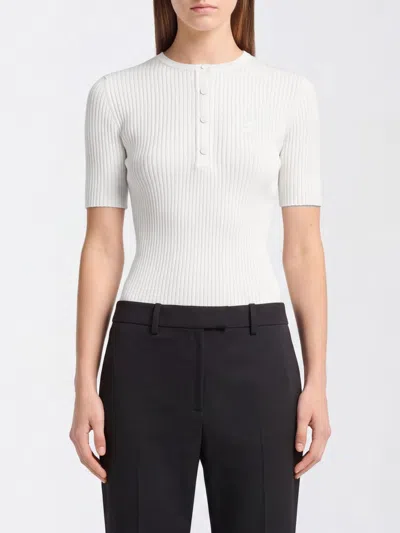 Courrèges Courr&egrave;ges Slim Fit Short-sleeved Knit Top  With A Buttoned Neckline In White
