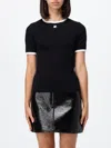 Courrèges Courreges Women Cotton T Shirt With Contrasting Profiles In Black