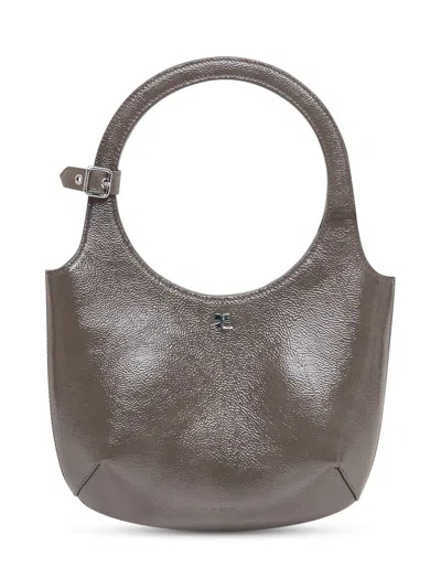 Courrèges Holy Naplack Bag In Grey Leather In Gray