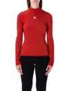 Courrèges Rib Knit Mock Neck Sweater In Red