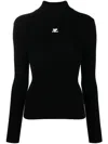 Courrèges Black Ribbed Viscose Blend Turtleneck In Black