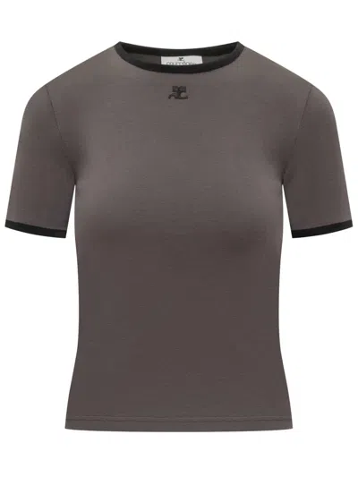 COURRÈGES COURRÈGES COURRÈGES SLIM FIT T-SHIRT WITH EMBROIDERED LOGO