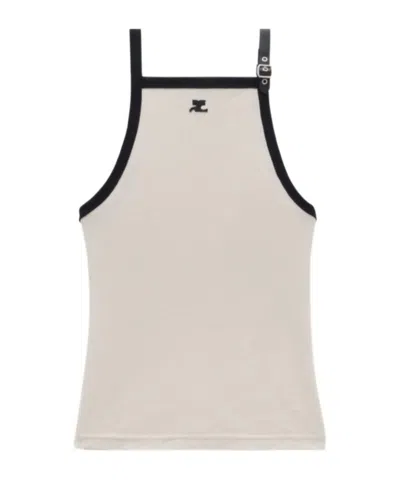 Courrèges Buckle Contrast Tank Top In Nude