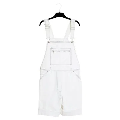 Pre-owned Courrèges Courr�ges Combishort Fr40 White Denim Playsuit Uk12 Us8 10 Courreges