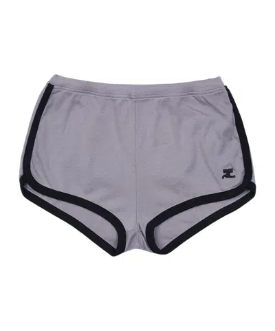 Courrèges Contrast Mini Shorts In Gray