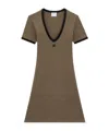 Courrèges Short Sleeve V-neck Dress With Contrasting Trim In Green