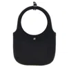 Courrèges Circular Handle Leather Bag With Adjustable Strap In Black