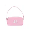 Courrèges Rectangular Cowhide Leather Shoulder Bag With Adjustable Strap In Pink