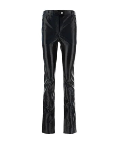 Courrèges Logo Embossed Faux-leather Slim Pants In Black