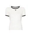 Courrèges Fitted White T-shirt With Contrasting Ribbed Trim In White