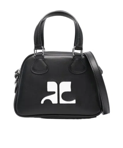 Courrèges Re-issue Logo Debossed Crossbody Bag In Black