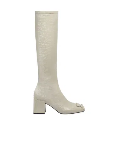 Courrèges Reedition Ac Vinyl Square Toe Boots In Nude