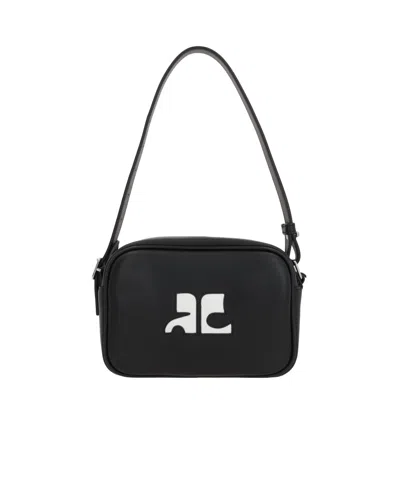 Courrèges Leather Cross Body Bag In Black