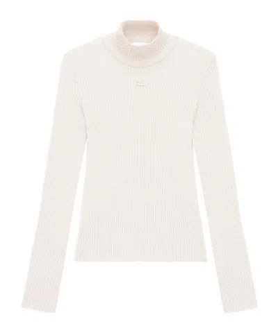 Courrèges Reedition Ribbed-knit Jumper In White