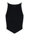 Courrèges Pointy Ribbed Knit Top In Black