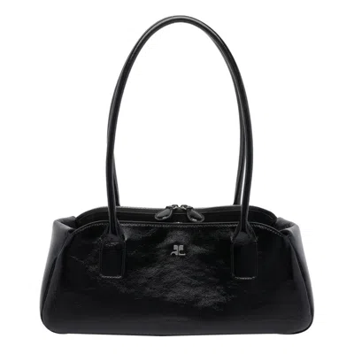 Courrèges Courrges Strip Naplack Shoulder Bag In Black