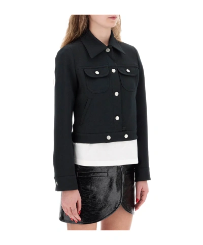 Courrèges Twill Trucker Jacket In In Black