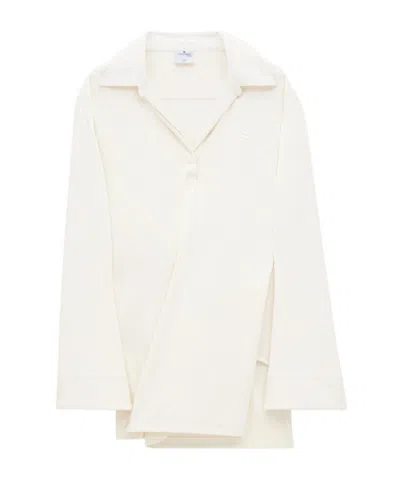Courrèges Twist Long-sleeved Polo Dress In White