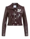 Courrèges Vinyl Blazer With Collared Neck And Long Sleeves In Burgundy