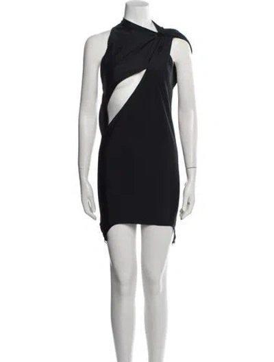 Pre-owned Courrèges Cowl Neck Mini Dress In Black