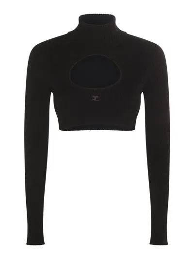 COURRÈGES BLACK VISCOSE CARDIGAN
