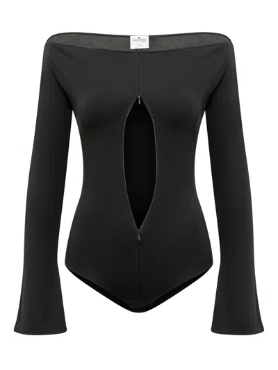 Courrèges Crepe Jersey Bodysuit In Black
