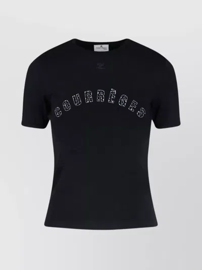 Courrèges Crew Neck Fitted Silhouette Short Sleeves In Black
