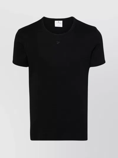 Courrèges Crew Neck Jersey T-shirt With Straight Hem In Black