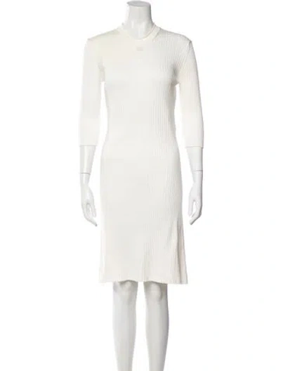 Pre-owned Courrèges Crew Neck Knee-length Dress In White