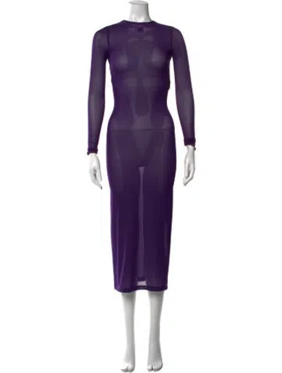 Pre-owned Courrèges Crew Neck Long Dress In Purple
