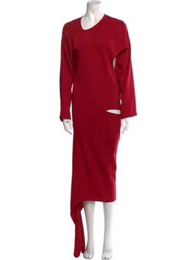Pre-owned Courrèges Crew Neck Long Dress W/ Tags In Red