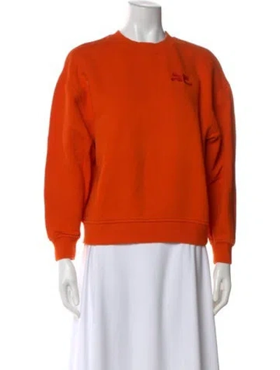 Pre-owned Courrèges Crew Neck Long Sleeve Sweatshirt In Orange
