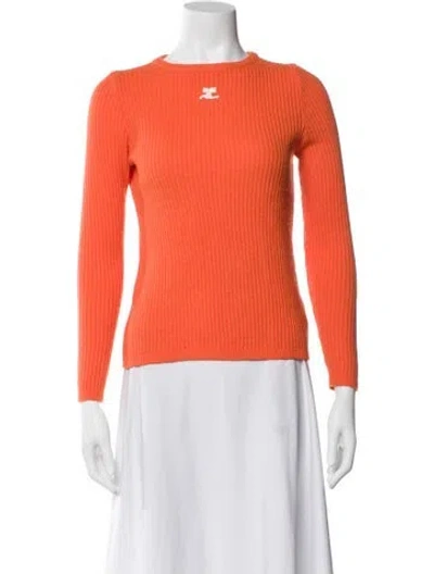 Pre-owned Courrèges Crew Neck Long Sleeve Top In Orange