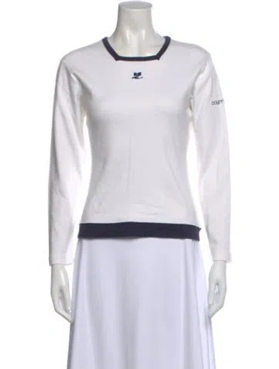 Pre-owned Courrèges Crew Neck Long Sleeve Top In White